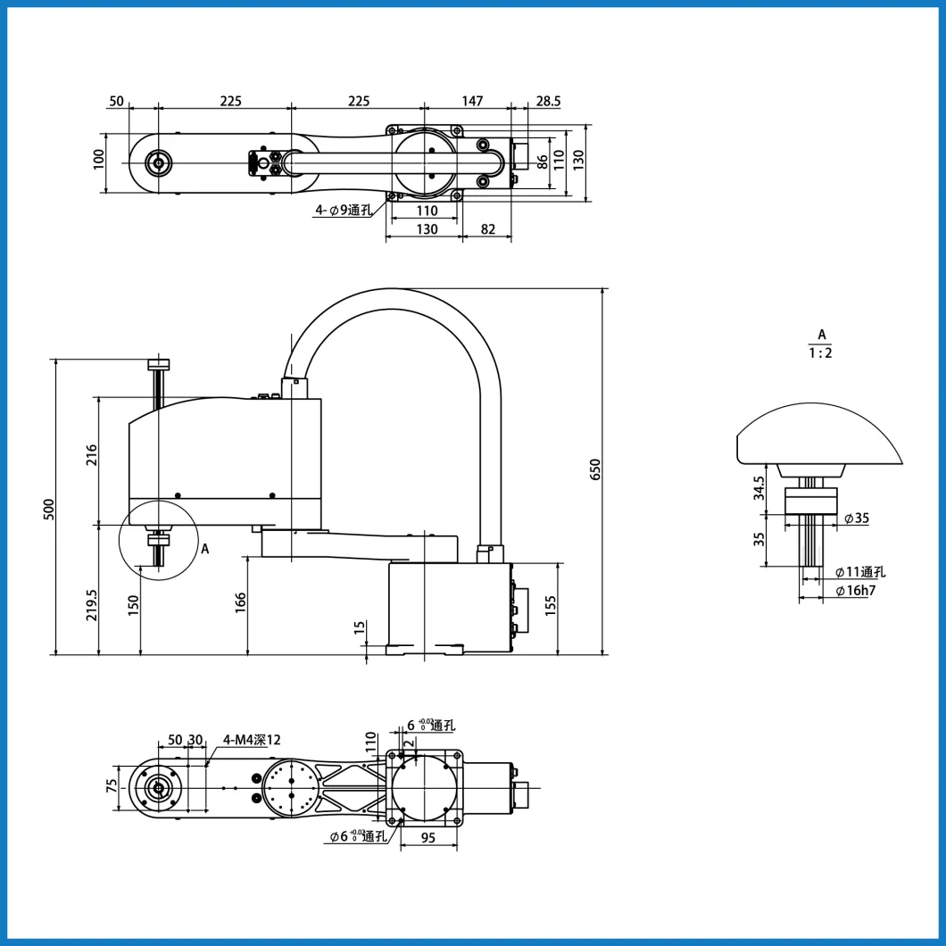 High Quality 4 Axis Multi-Joint Scara Industrial Robot for Carry and Assemble