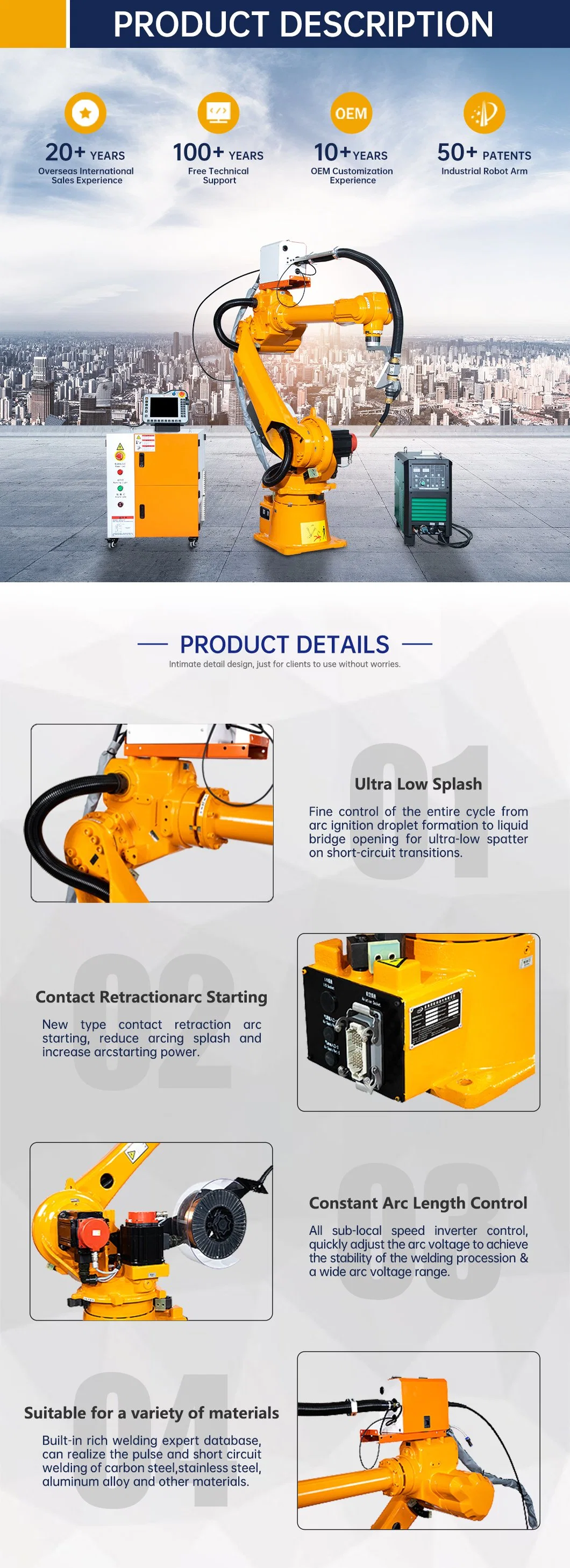 6 Axis Industrial Automatic Laser Welding Robot Arm Spot Robotic Welding MIG Welding Robot